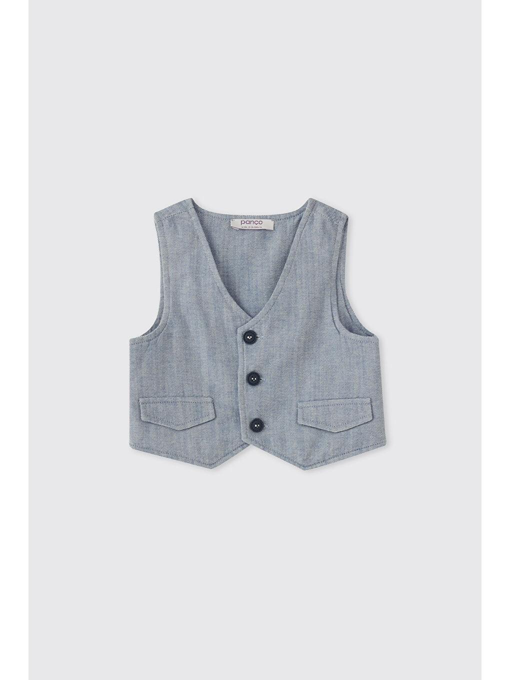 Erkek Bebek Düğmeli Mavi Yelek