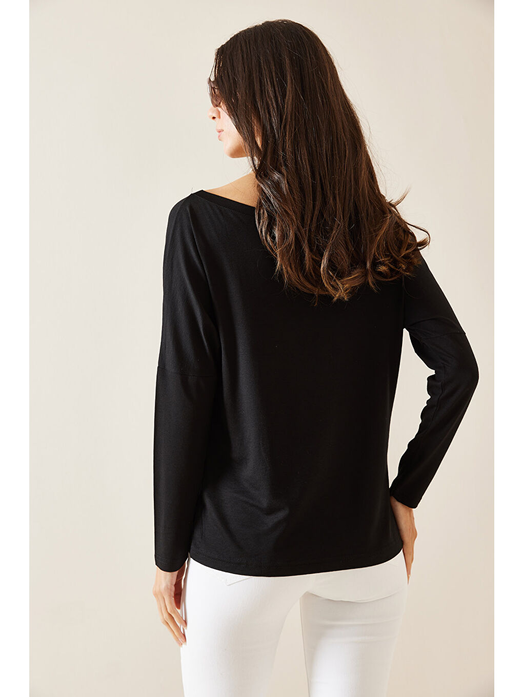 Siyah Kayık Yaka Viskon Bluz 5KXK2-49021-02-4