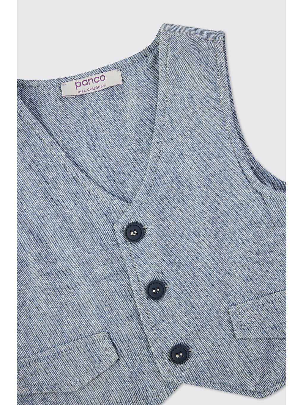 Erkek Bebek Düğmeli Mavi Yelek-2