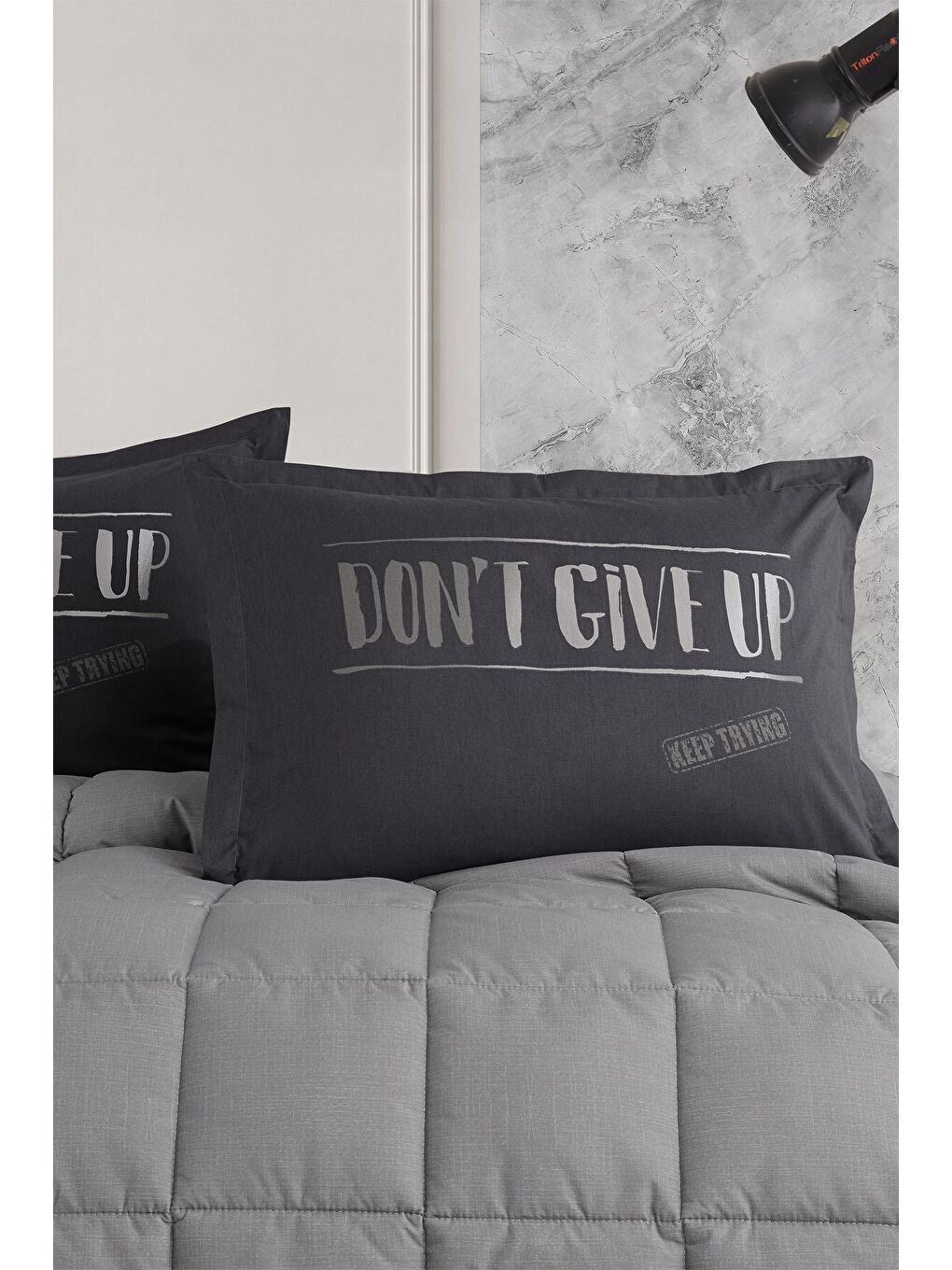 Ranforce %100 Pamuk Çift Kişilik  Uyku Seti Life is V2 Gri-1