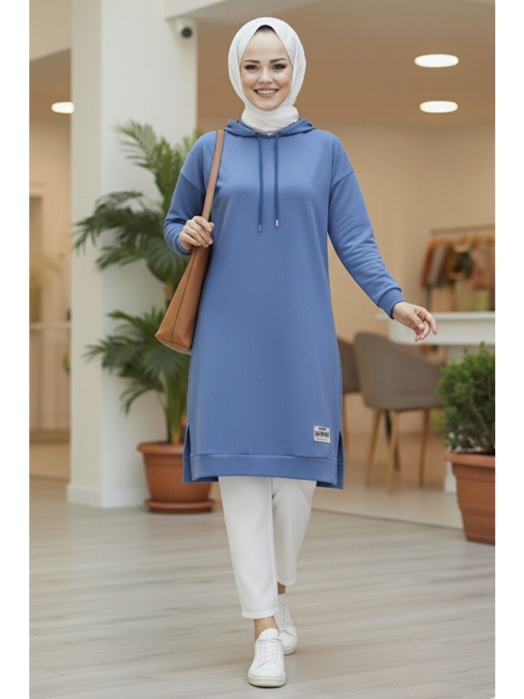 İndigo Armalı Vortex Yırtmaçlı Tunik Indigo - 27984-INDIGO-1