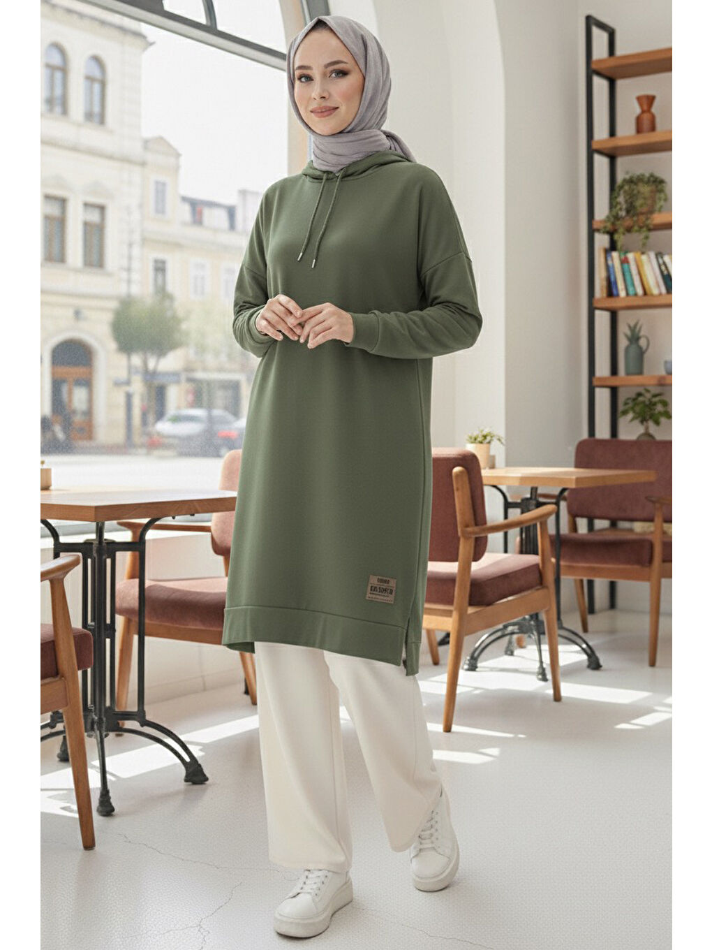 Armalı Vortex Yırtmaçlı Tunik Haki - 27984-HAKI