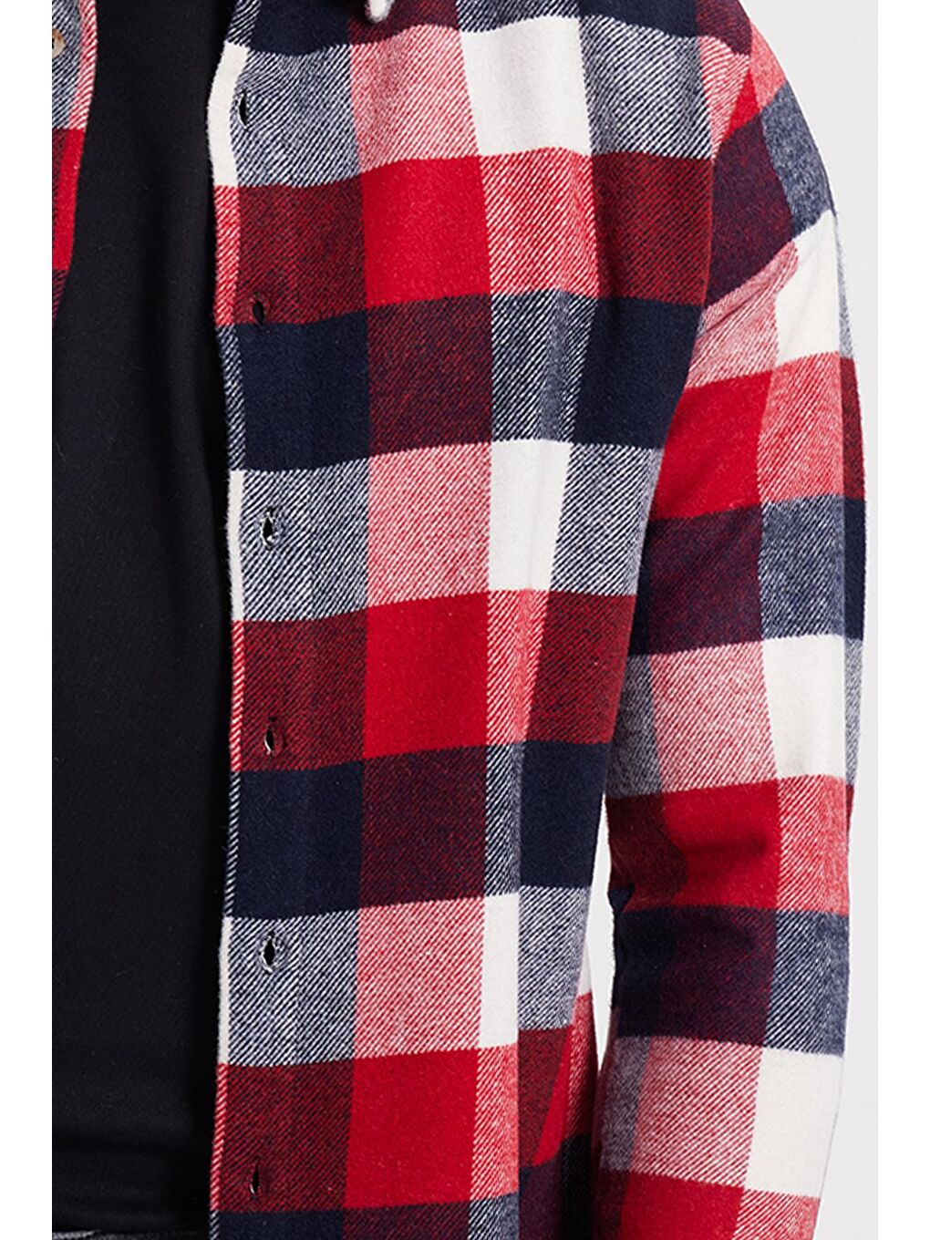 Bordo Erkek Slim Fit Dar Kesim Kareli Kışlık Oduncu Gömlek-3