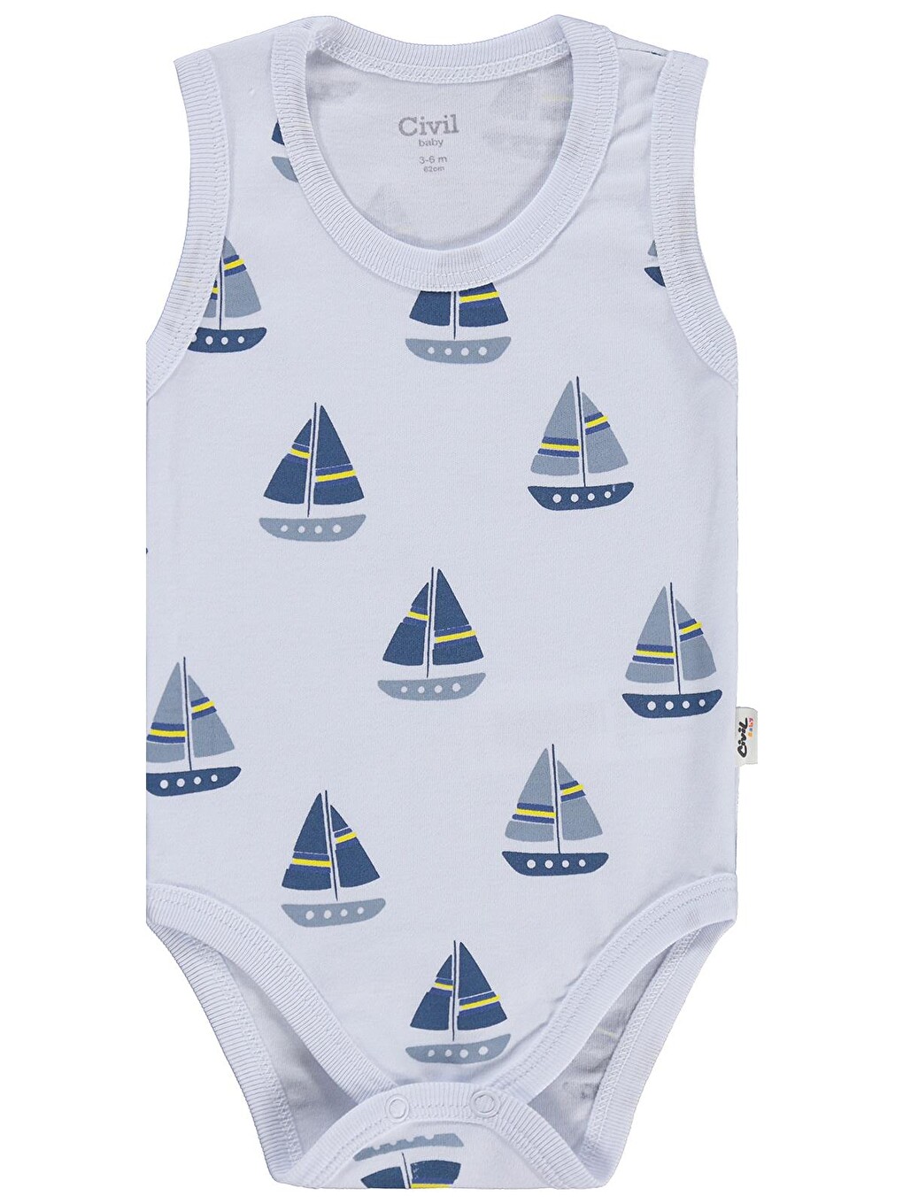 Baby Yelkenli Empirme 3-36 Ay Çıtçıtlı Badi - Beyaz
