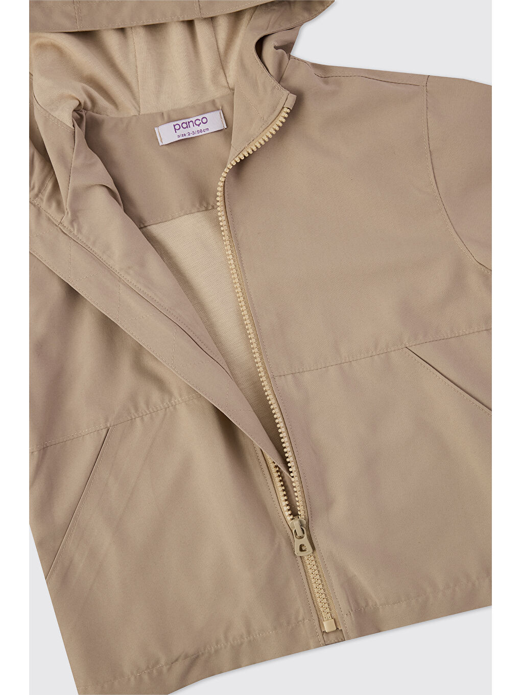 Erkek Bebek Kapüşonlu Bej Yağmurluk-2