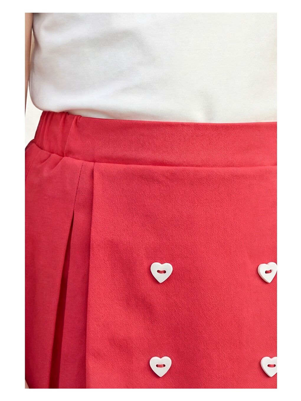 Kırmızı Kız Çocuk Pamuklu Ekru Kiraz Nakışlı Bluz Etek Takım-3