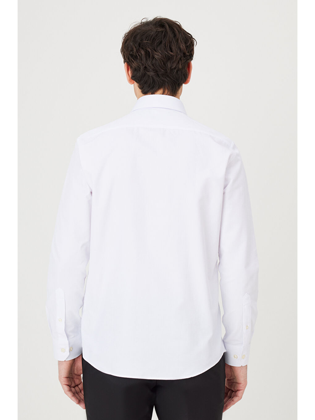 Erkek Beyaz Slim Fit Dar Kesim Klasik Yaka Pamuklu Armürlü Gömlek-5