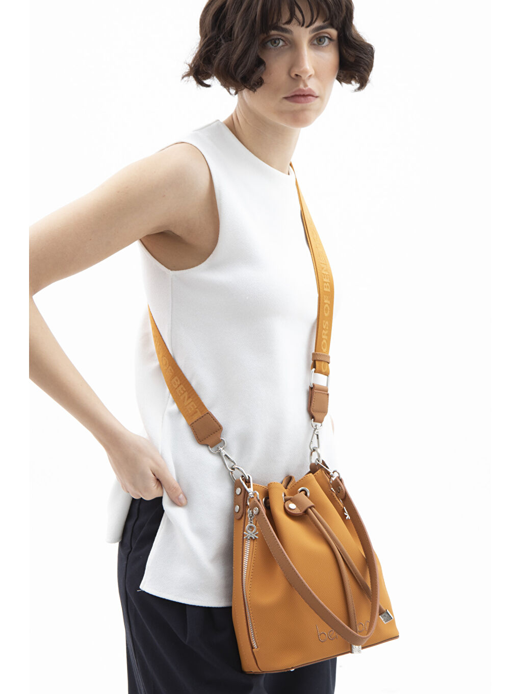 Kahverengi Kadin Kol Çantasi Hardal-Camel BNT1595-1