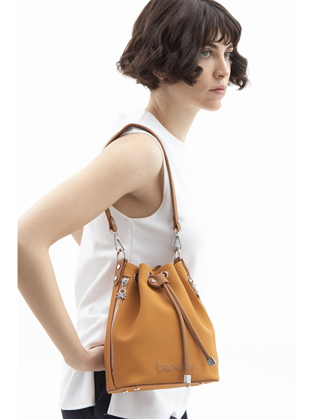 Kahverengi Kadin Kol Çantasi Hardal-Camel BNT1595-2
