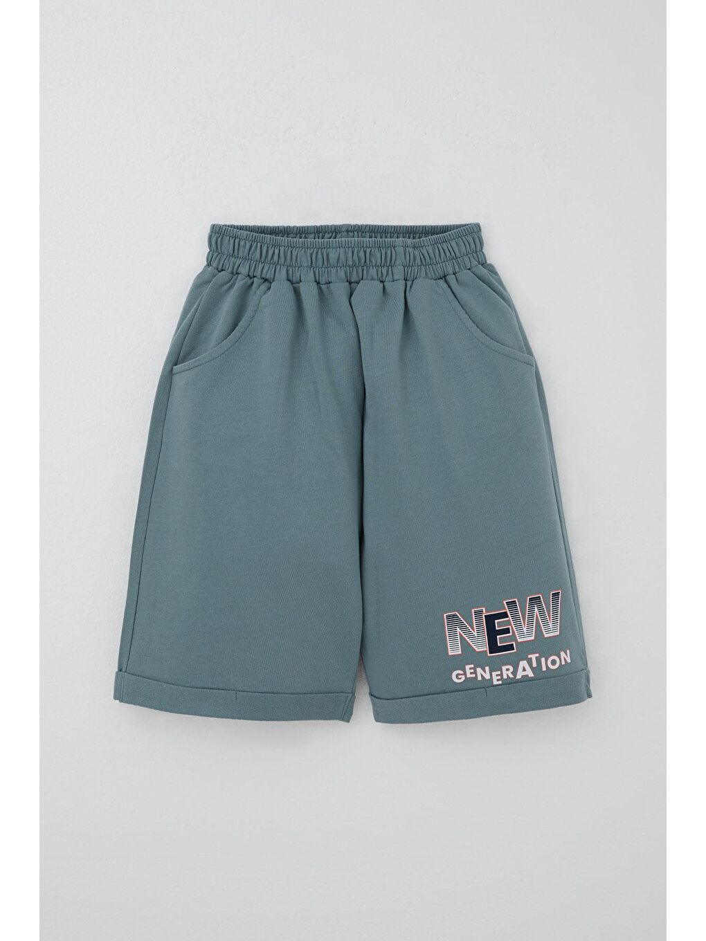 Erkek Çocuk Şortlu Takım Yazı Baskılı Cepli Ekru (8-14 Yaş)-2