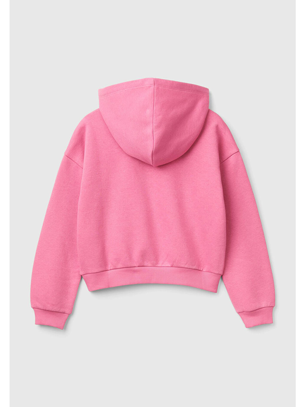 United Colors Of Benetton Kız Çocuk Pembe Pamuk Karışımlı Payet Logolu Kapüşonlu Sweatshirt - 1