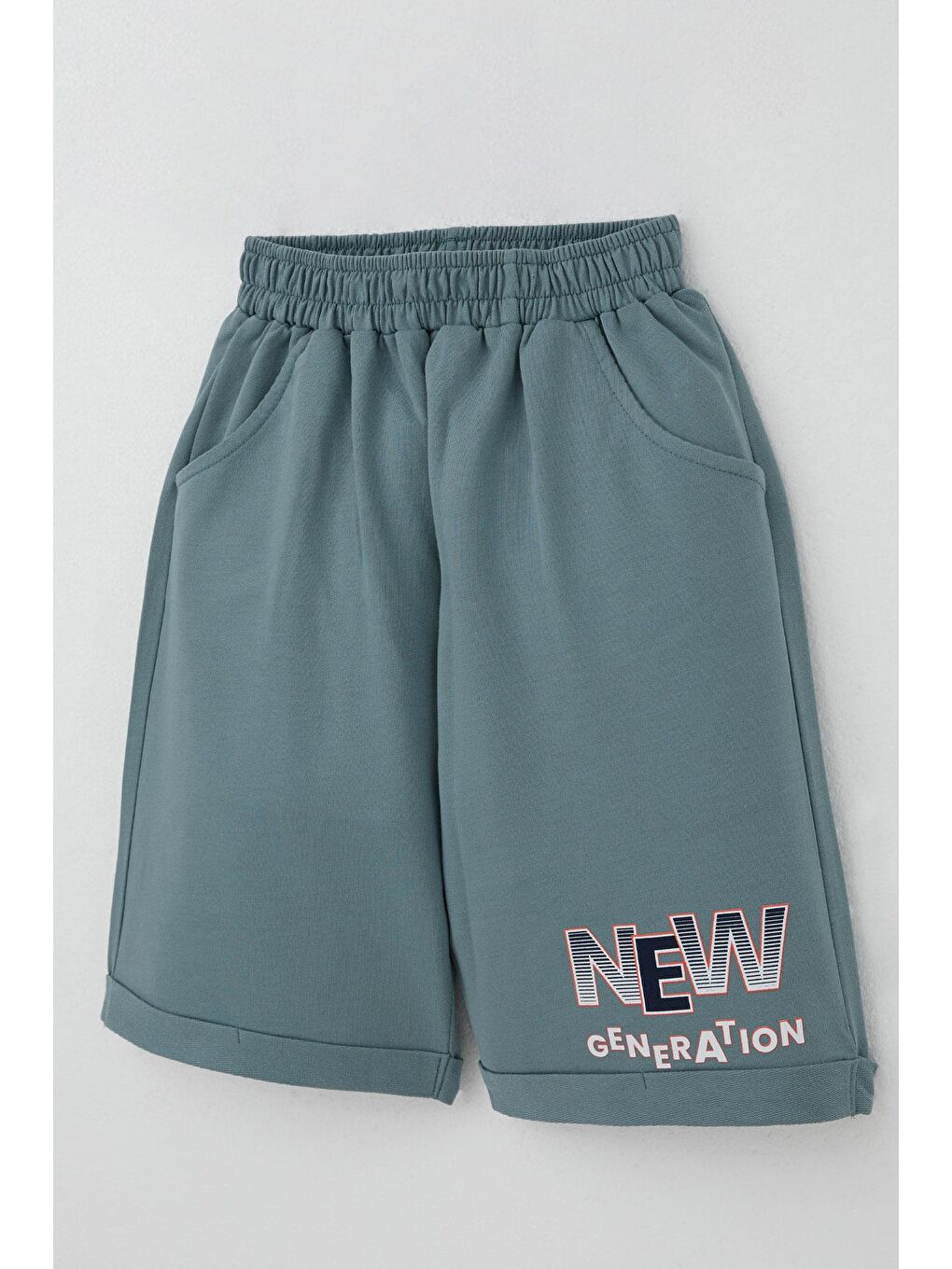 Erkek Çocuk Şortlu Takım Yazı Baskılı Cepli Ekru (8-14 Yaş)-6