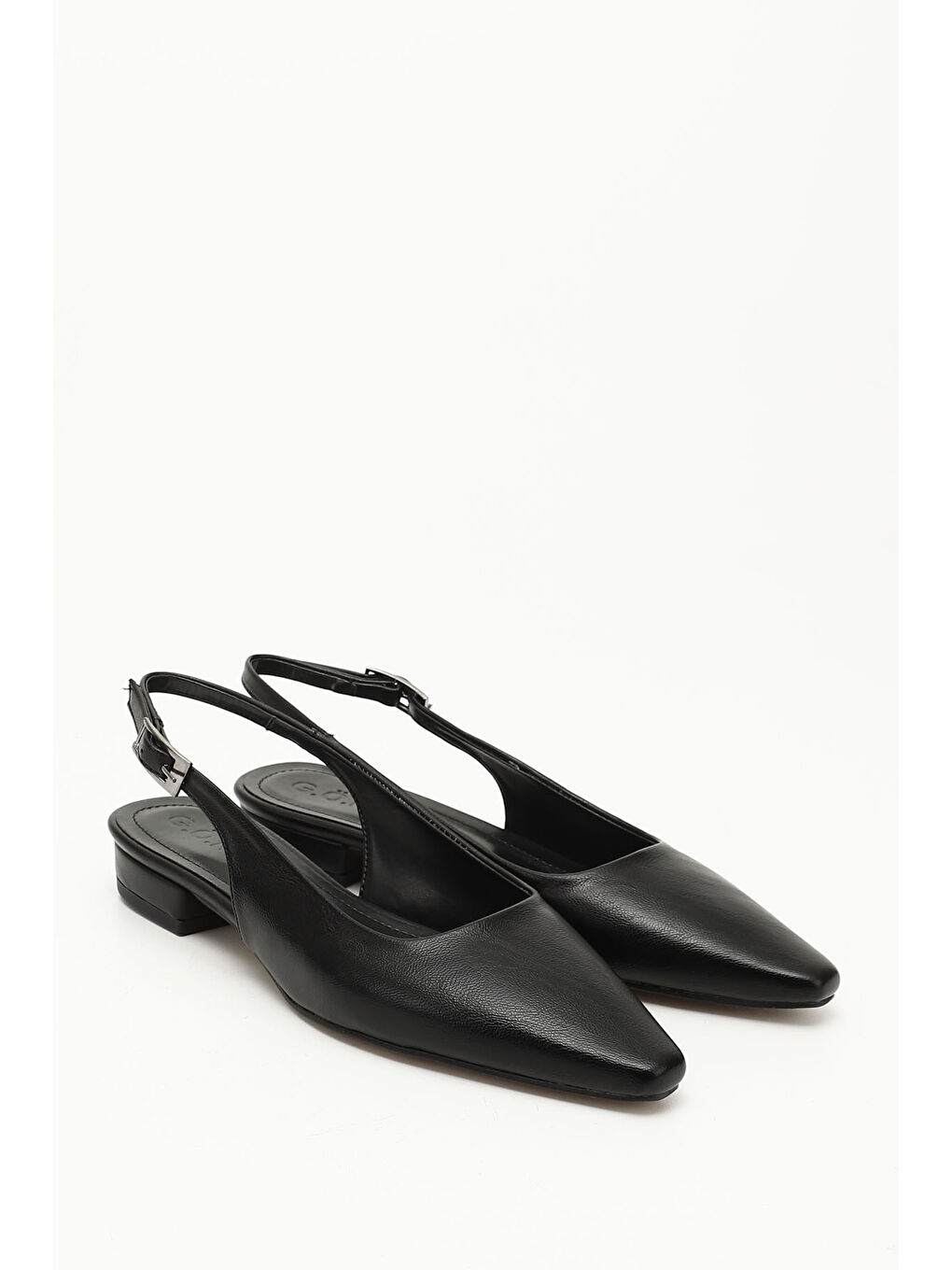 Mor Kadın ZÜMRÜT-SİYAH Küt Burunlu Arkası Açık Ayakkabı-1