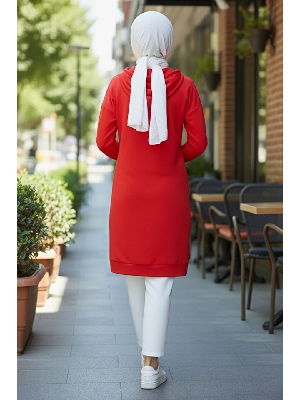 Kırmızı Armalı Vortex Yırtmaçlı Tunik Kirmizi - 27984-KIRMIZI-2