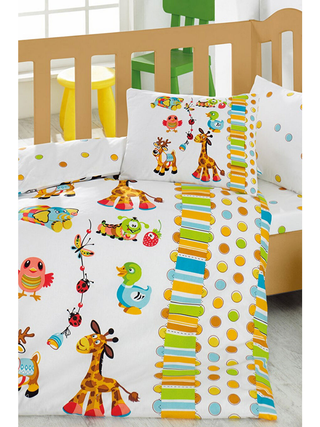 Karışık Pamuk Box Bebek Nevresim Takimi Oyun Bahçesi Turkuaz