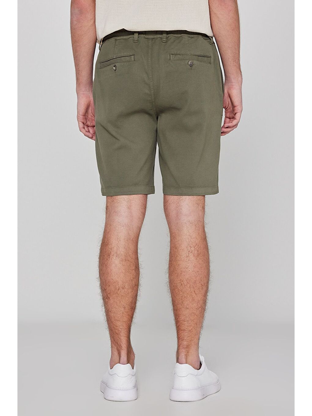 Haki Beli Lastikli Şort-3