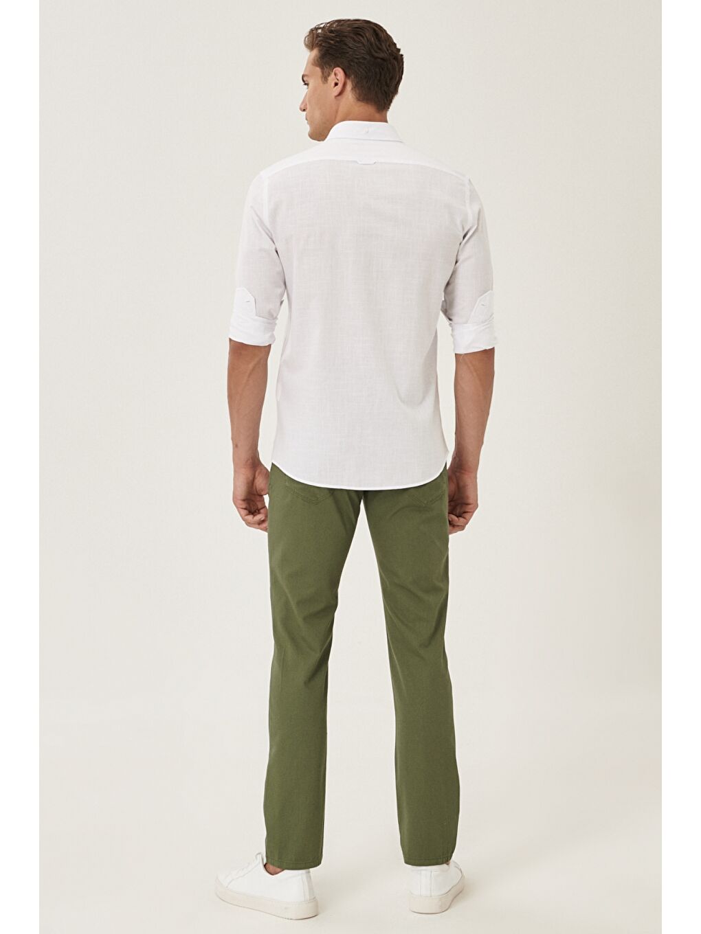 Erkek Haki Kanvas Slim Fit Dar Kesim %100 Pamuk 5 Cep Pantolon-3