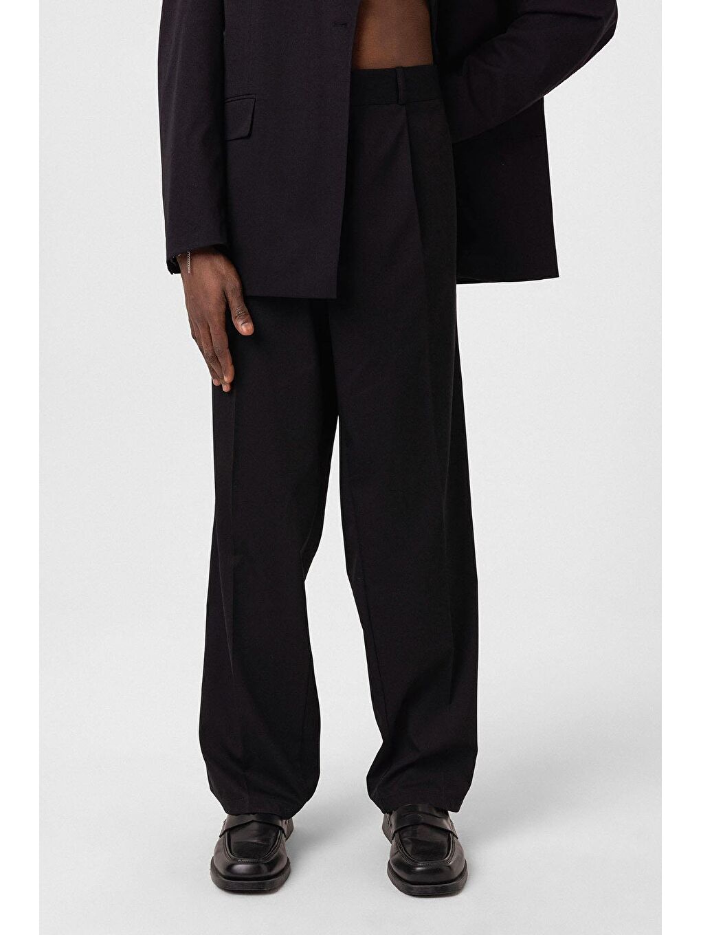 Kuşaklı Kapama Oversize Takım Elbise Siyah-4