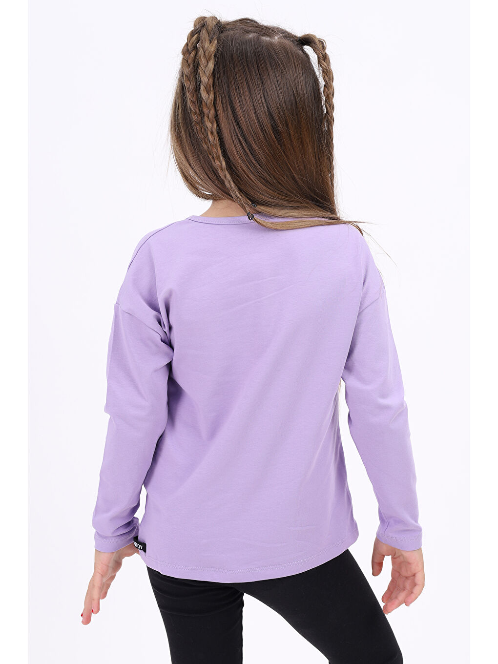 Lila Kız Çocuk Baskılı Tişört-2