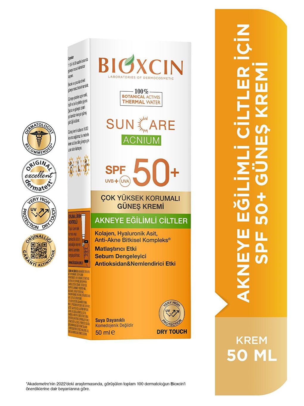 Bioxcin Renksiz Sun Care Akneye Eğilimli Ciltler İçin SPF 50+ Güneş Kremi 50 ml