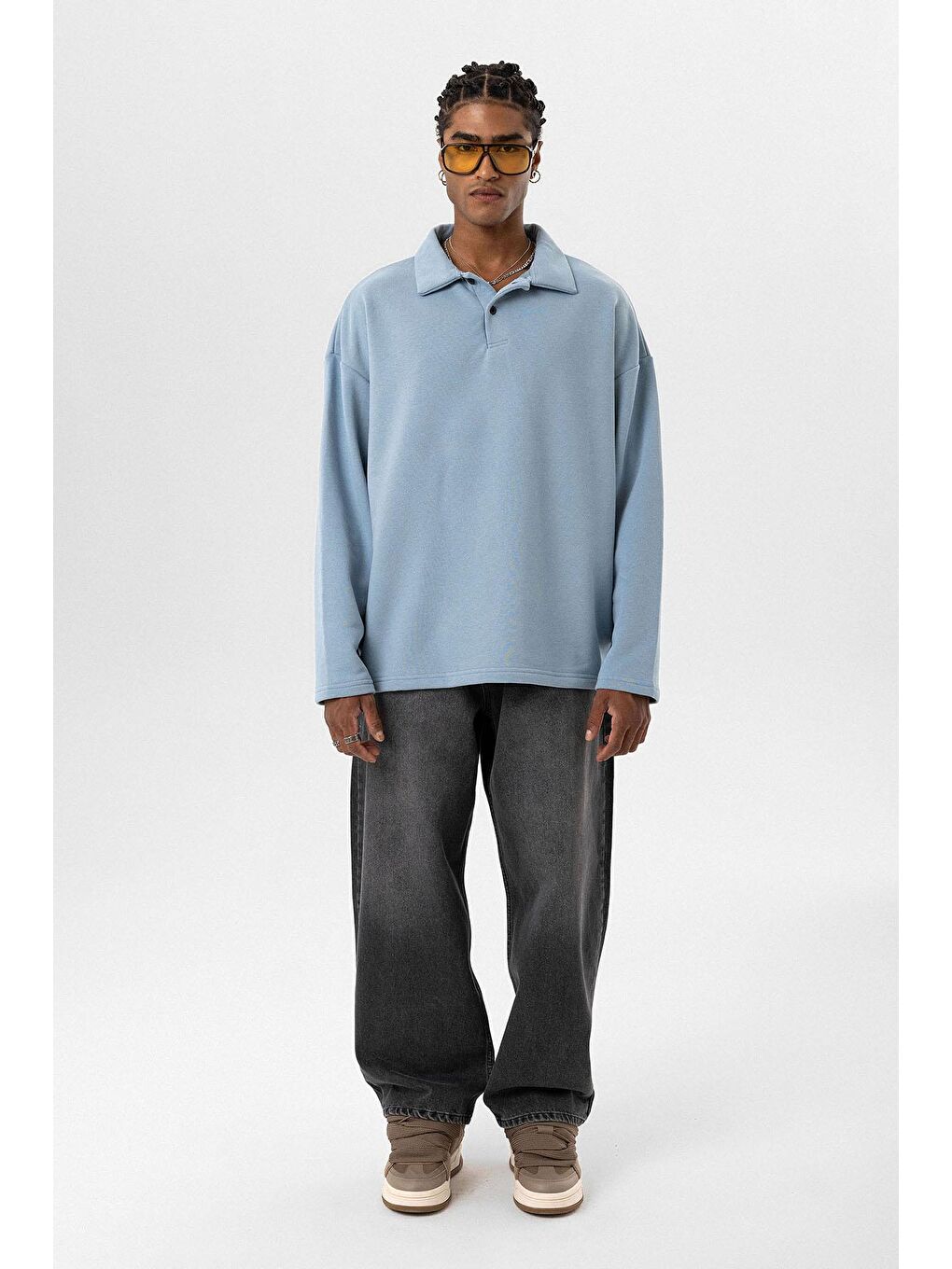 Mavi Basıc Polo Yaka Sweatshirt Aqua Marıne