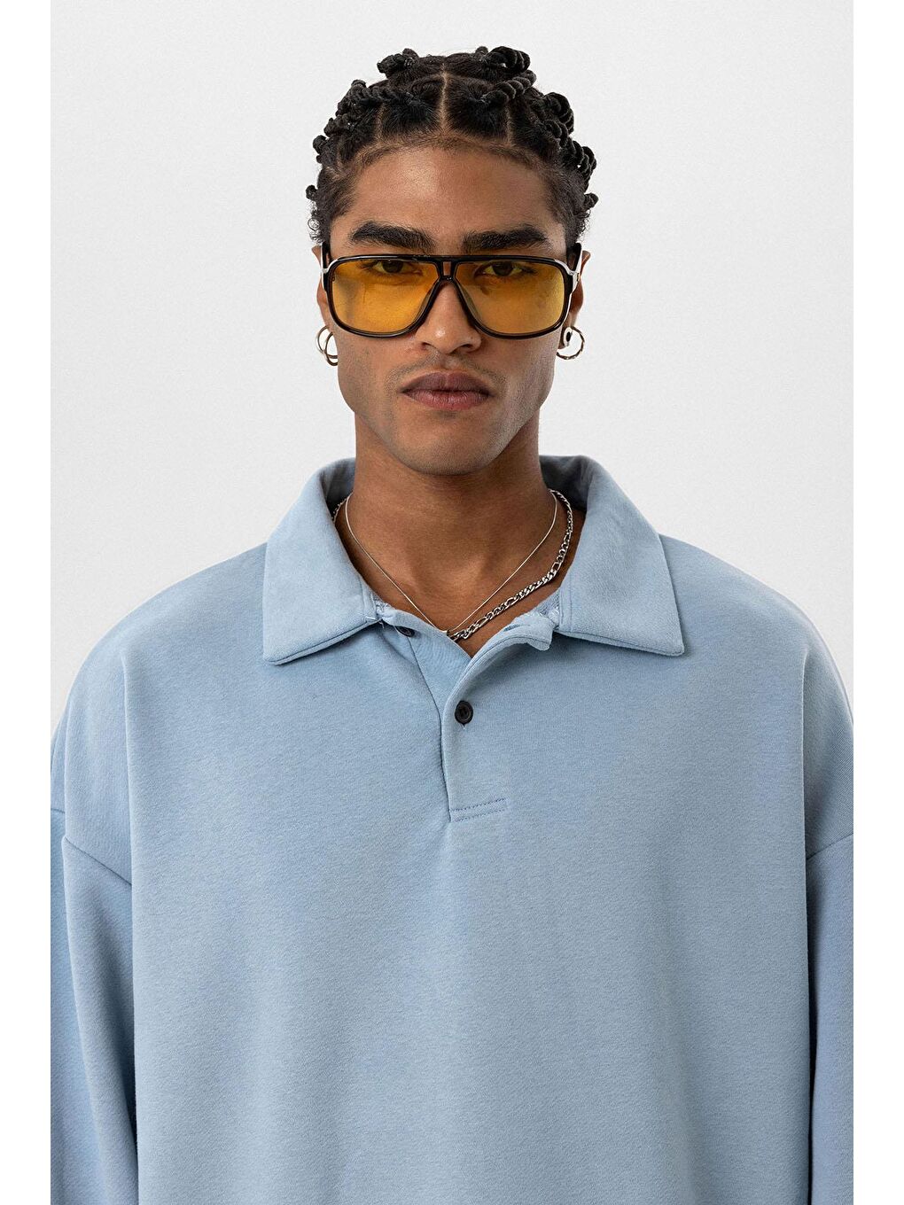 Mavi Basıc Polo Yaka Sweatshirt Aqua Marıne-4