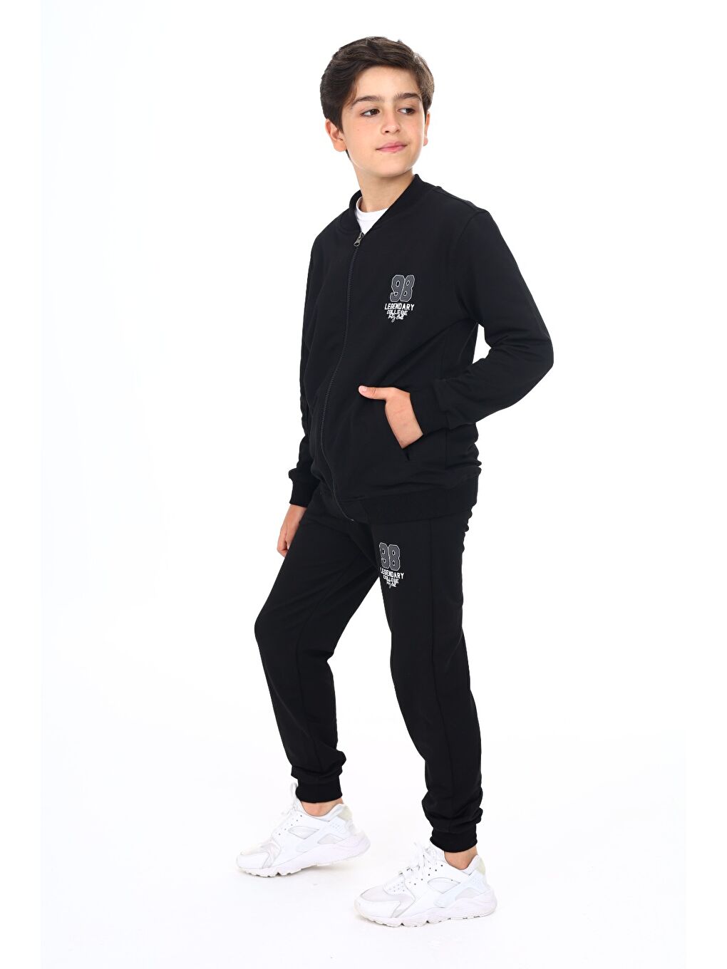 Siyah Erkek Çocuk Baskılı Eşofman Takım-1