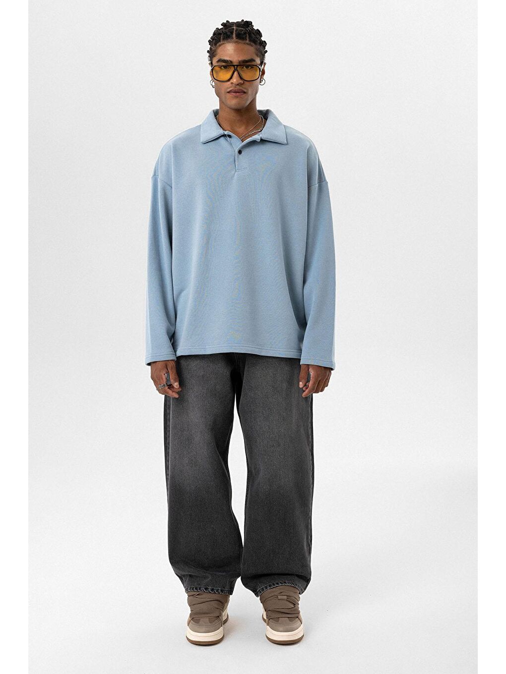 Mavi Basıc Polo Yaka Sweatshirt Aqua Marıne-7