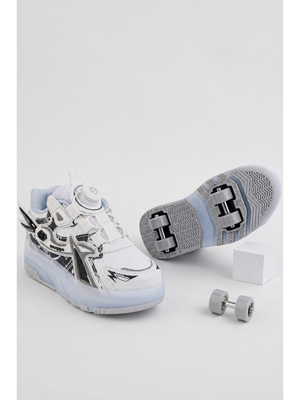 Beyaz PATO Çocuk Işıklı Patenli Tekerlekli Sneaker Spor Ayakkabı-1