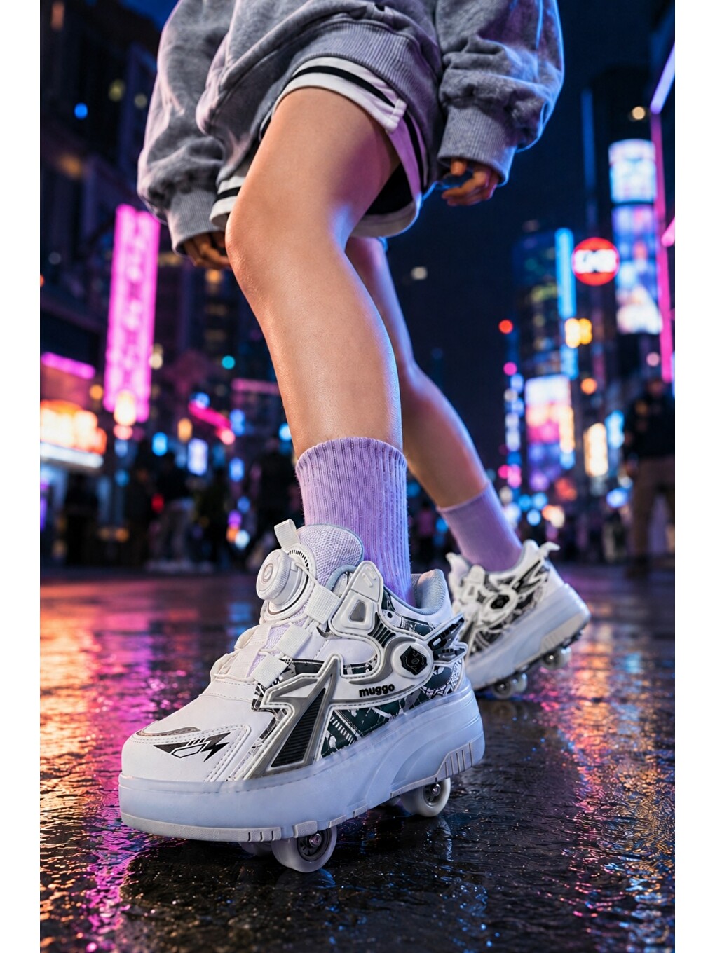 Beyaz PATO Çocuk Işıklı Patenli Tekerlekli Sneaker Spor Ayakkabı-2