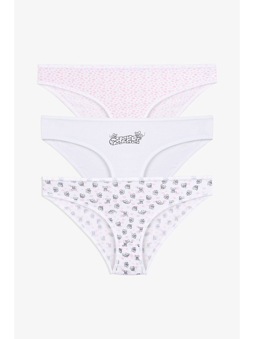 Pembe Kadın 3'lü Pamuklu Basic Külot