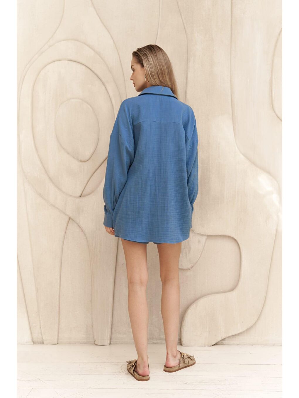 Mavi Cosmos İndigo Müslin Şort Takım-3