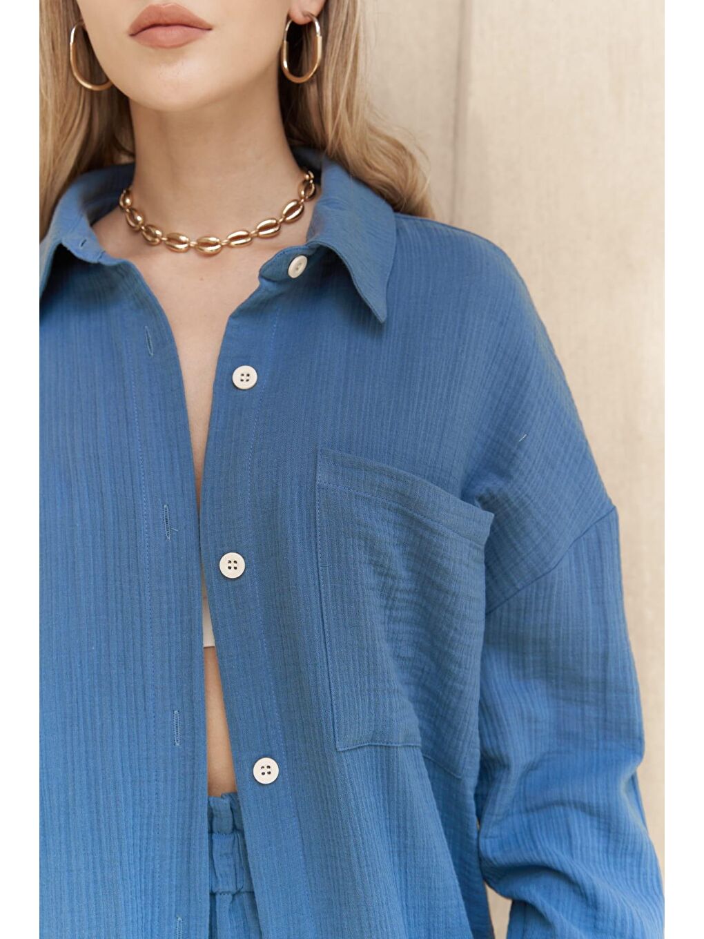 Mavi Cosmos İndigo Müslin Şort Takım-5