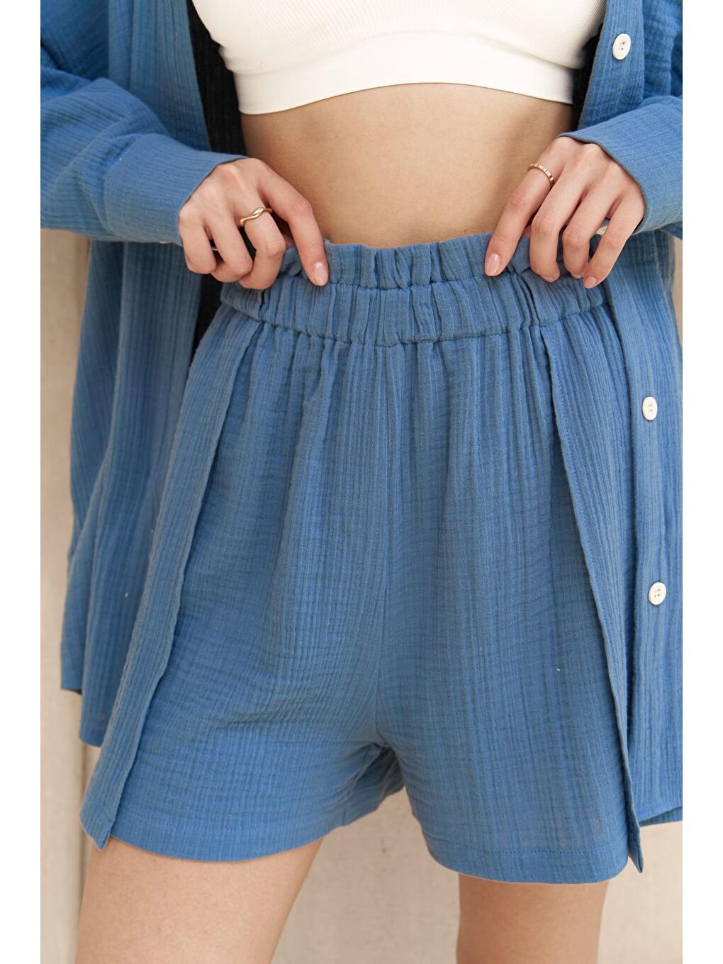 Mavi Cosmos İndigo Müslin Şort Takım-6