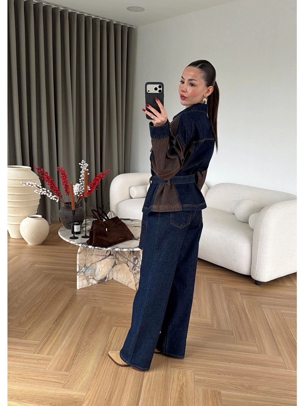 Kadın Kahverengi-Lacivert Jean Takım EKA-0071-240274-1