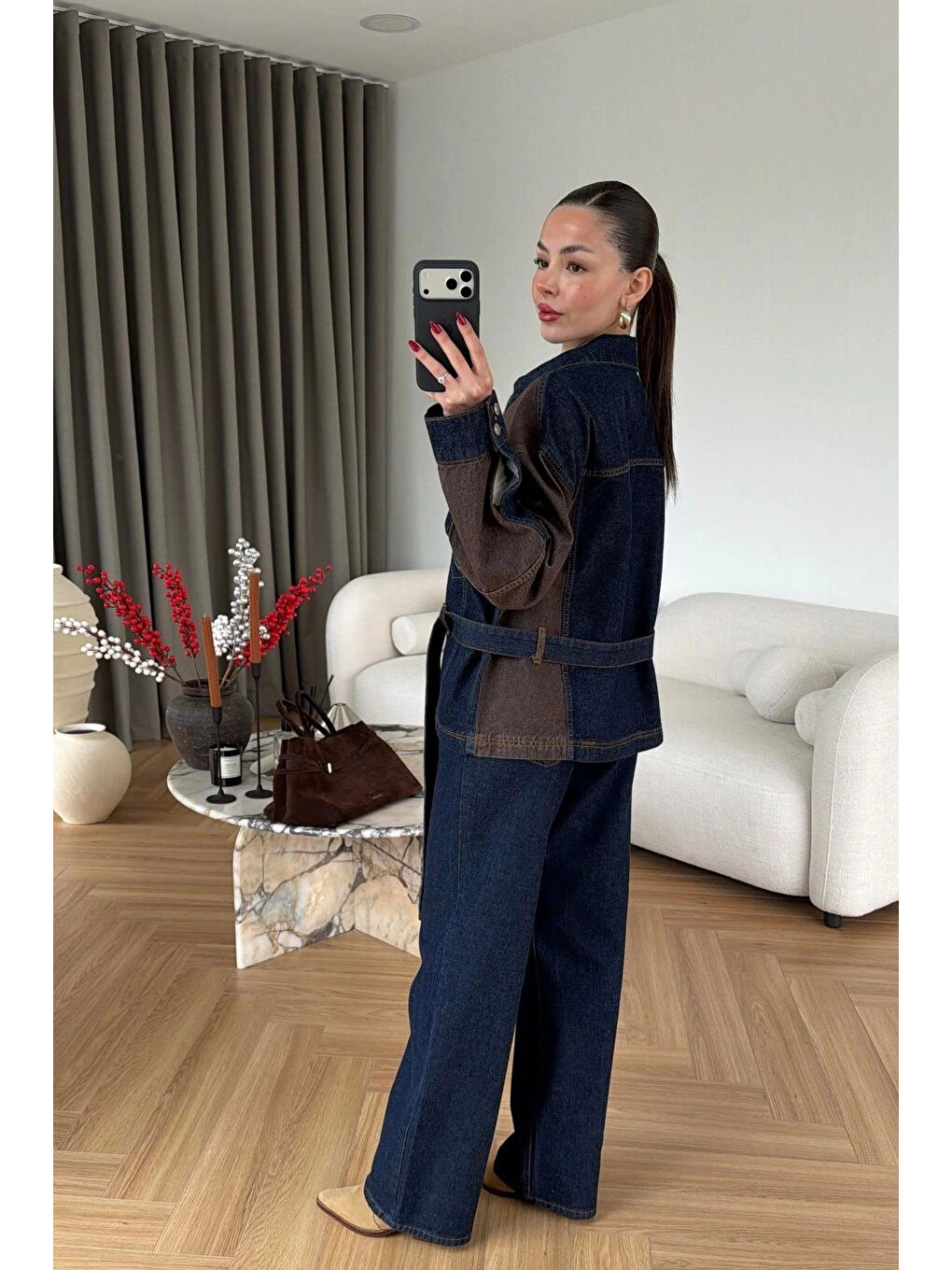 Kadın Kahverengi-Lacivert Jean Takım EKA-0071-240274-2