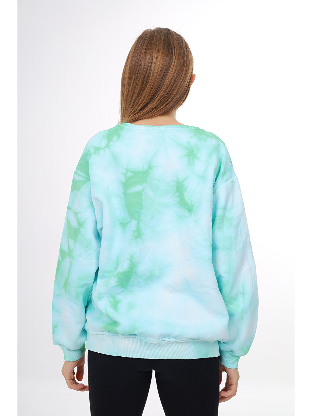 Turkuaz Kız Çocuk Batik Desenli Sweatshirt Px69.3-3
