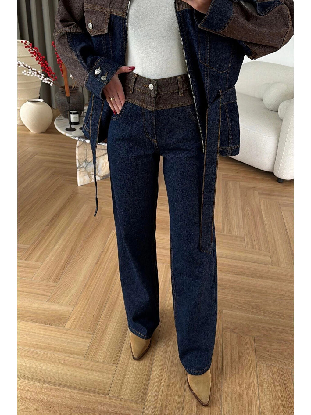 Kadın Kahverengi-Lacivert Jean Takım EKA-0071-240274-5