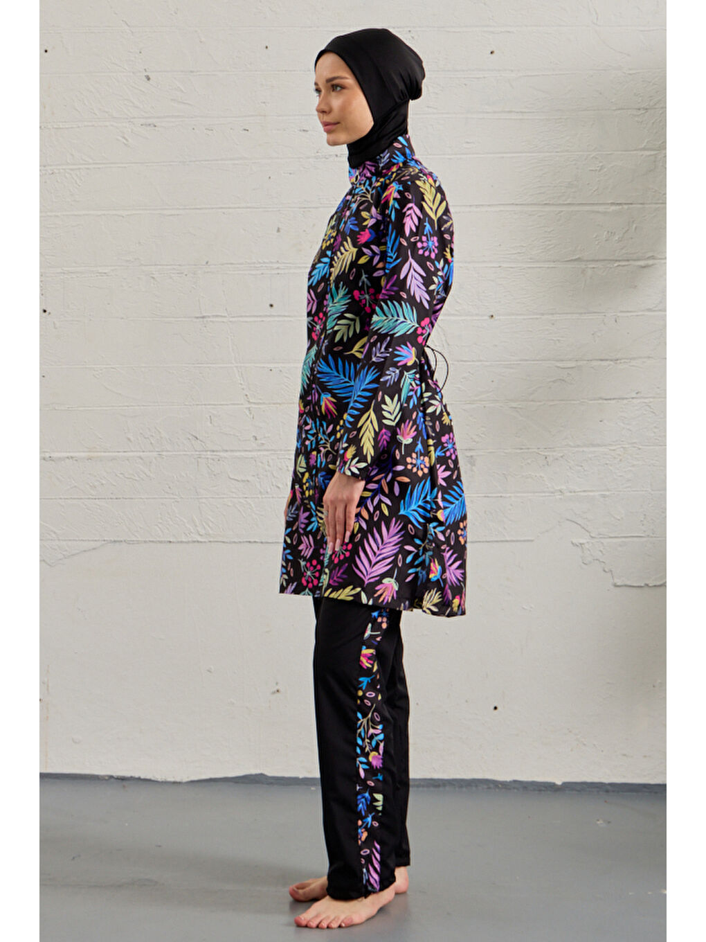 Paraşüt Tam Kapalı Tesettür Mayo 1326-249 Siyah-4