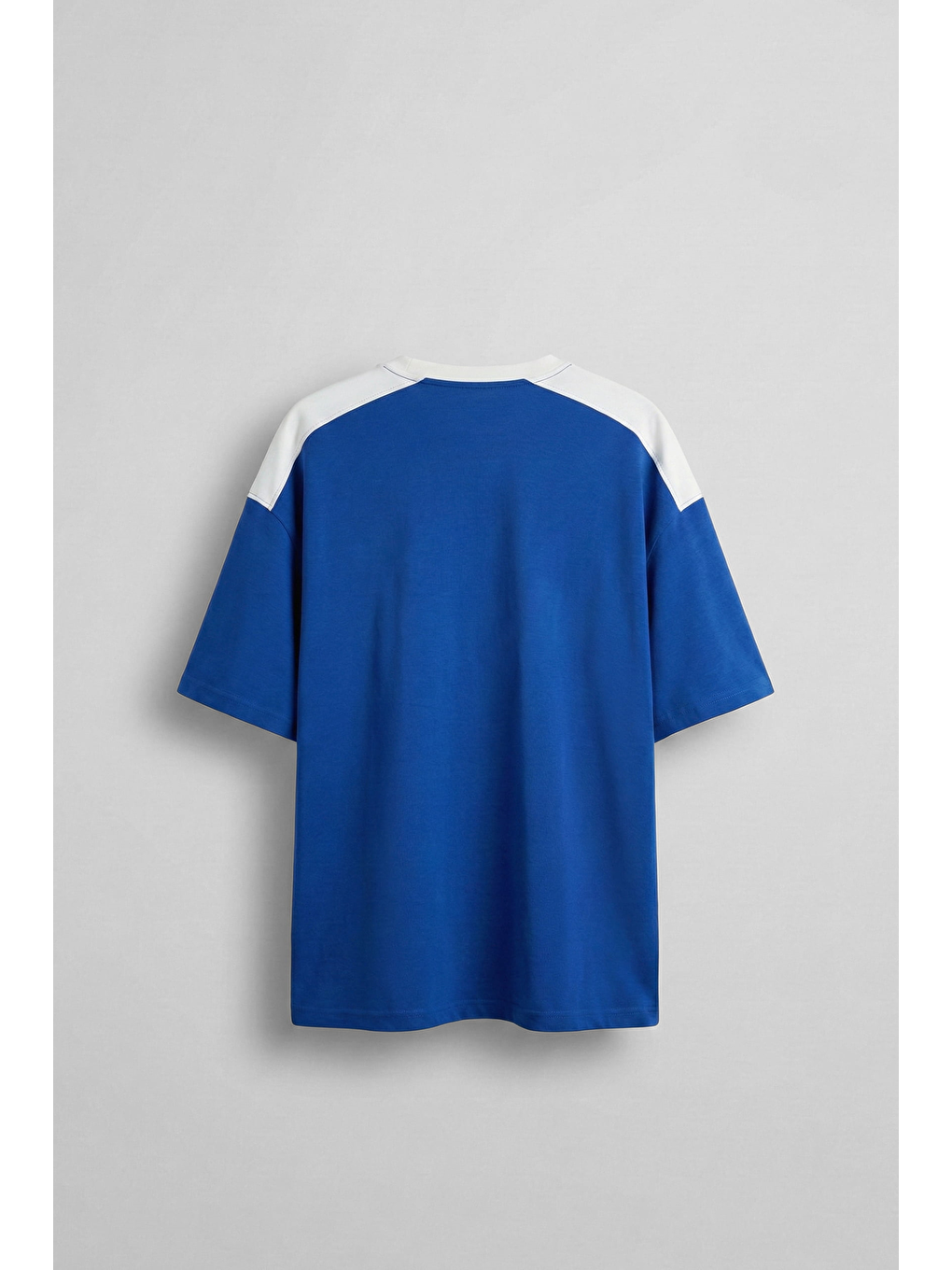 Erkek Oversize Nakışlı Ülke Temalı Forma T-Shirt Saks Mavi-1