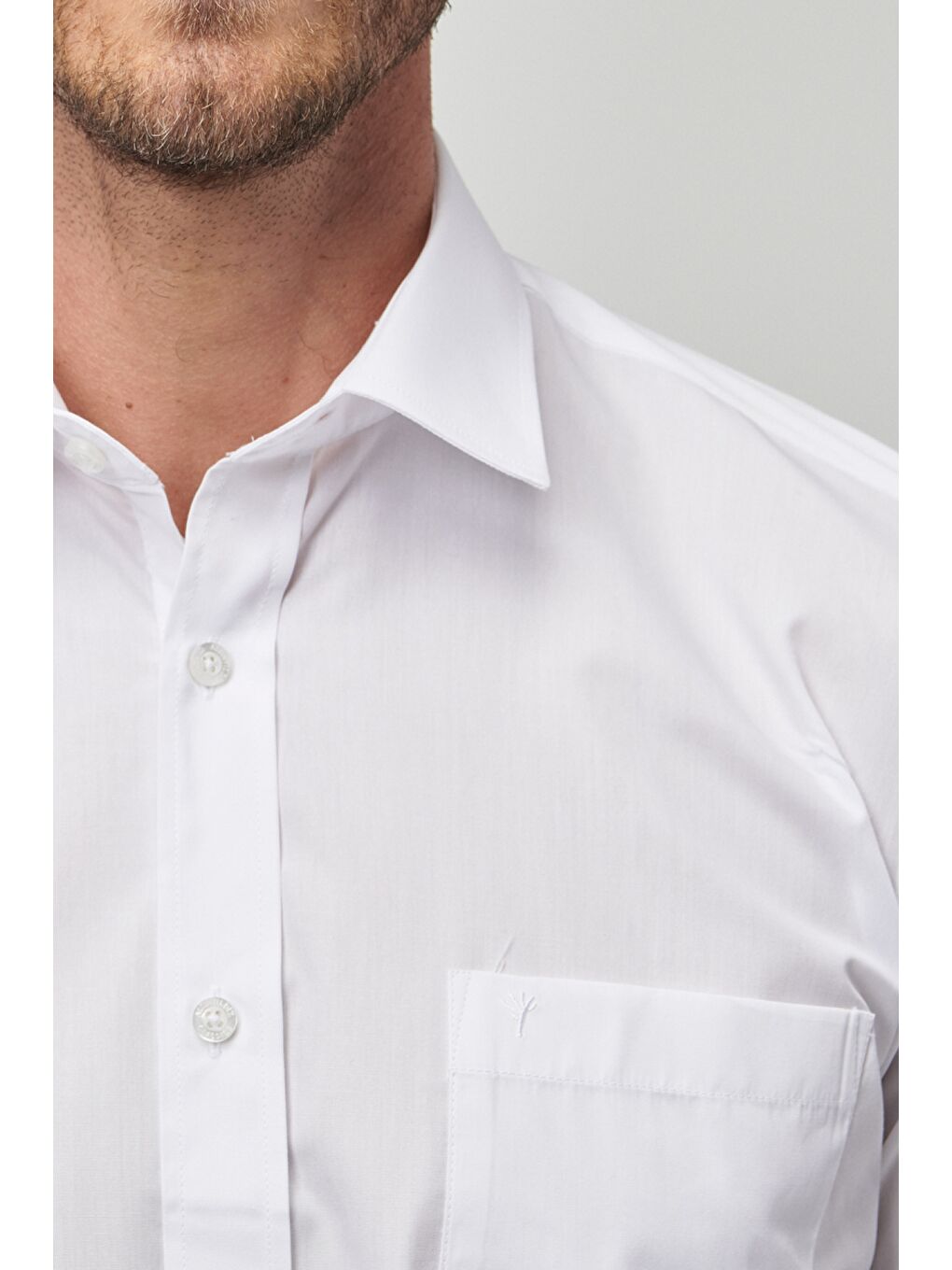 Erkek Beyaz Comfort Fit  Klasik Yaka Pamuklu Kısa Kollu Basic Gömlek-4