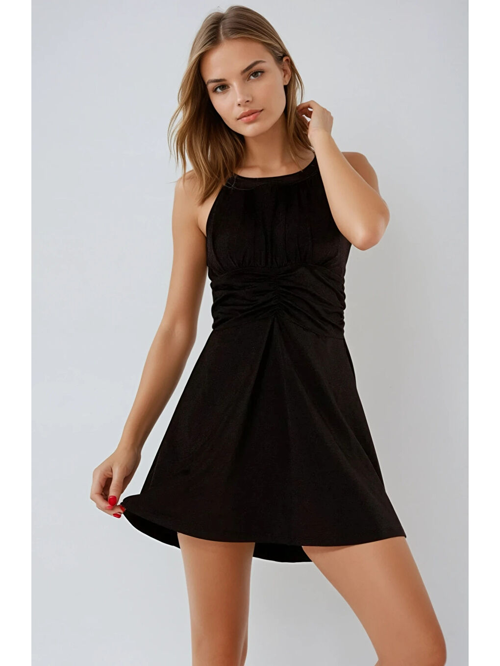Kadın Siyah Şortlu Elbise Mayo HZL26S-AR19211