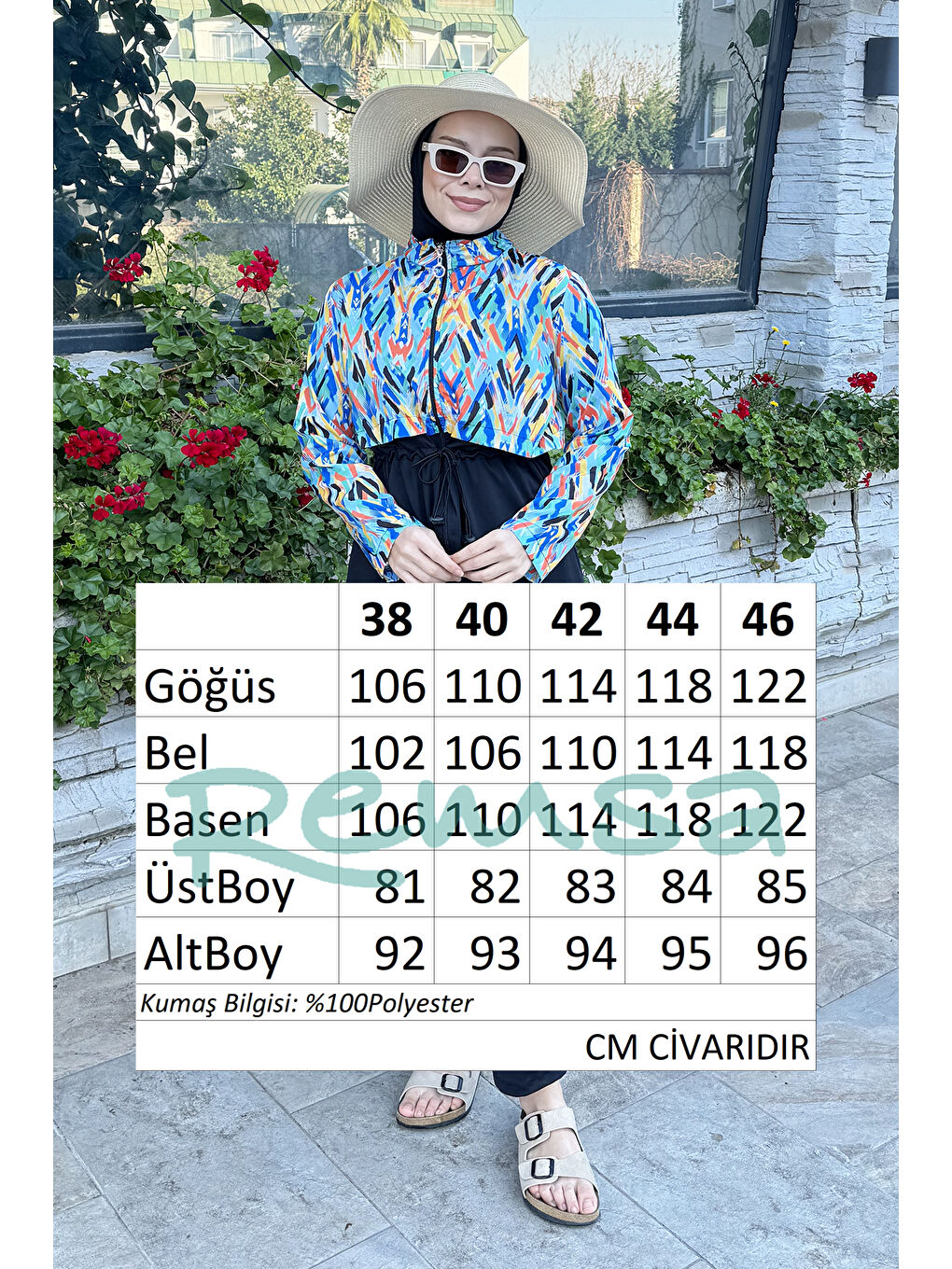 Fermuarlı Dokuma Tam Kapalı Tesettür Mayo T244-520 Siyah-3