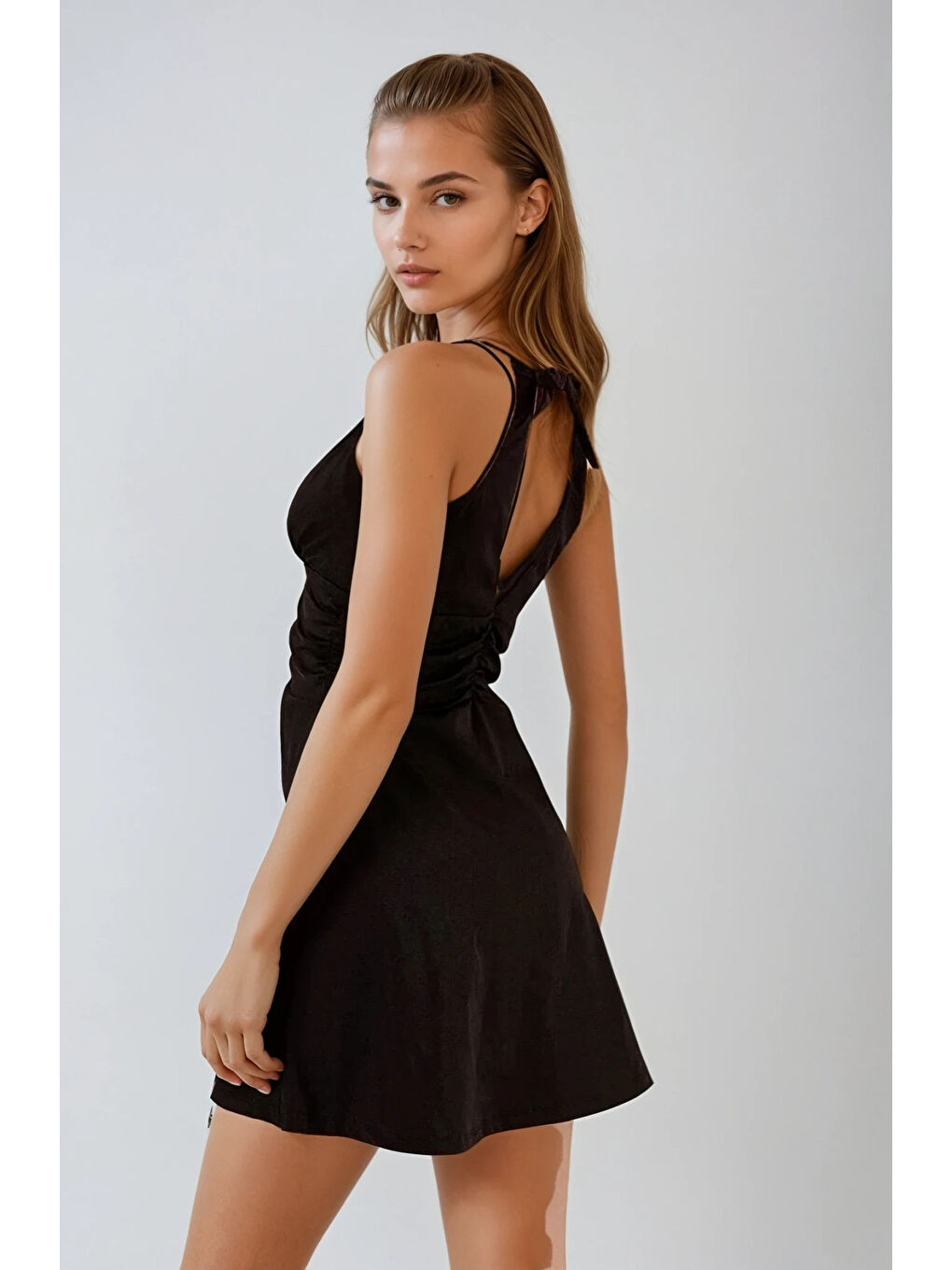 Kadın Siyah Şortlu Elbise Mayo HZL26S-AR19211-1