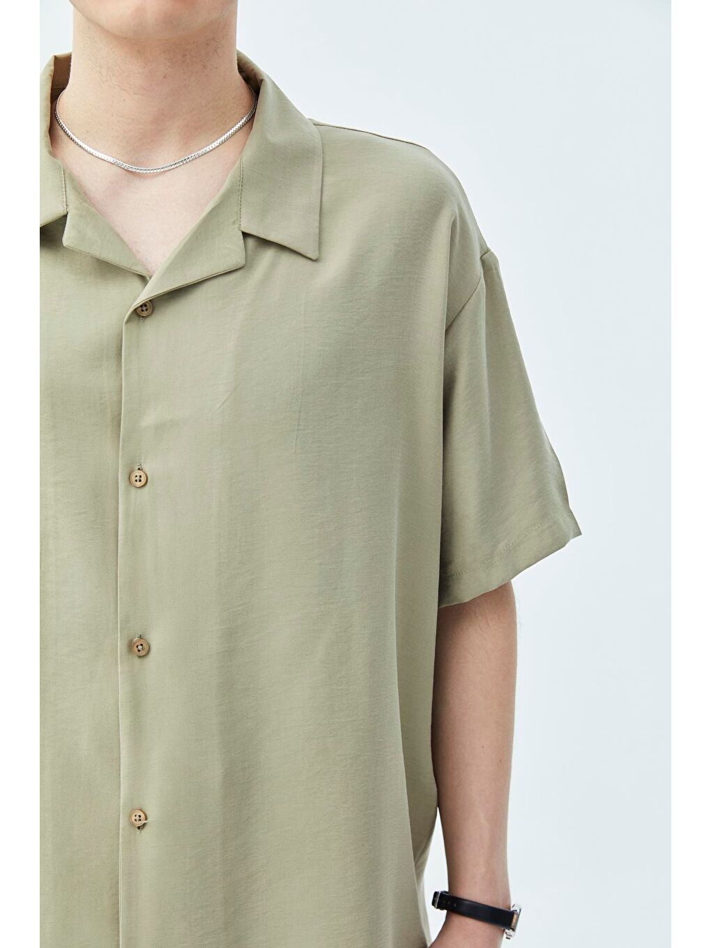 Basıc Oversize Keten Takım Haki-3