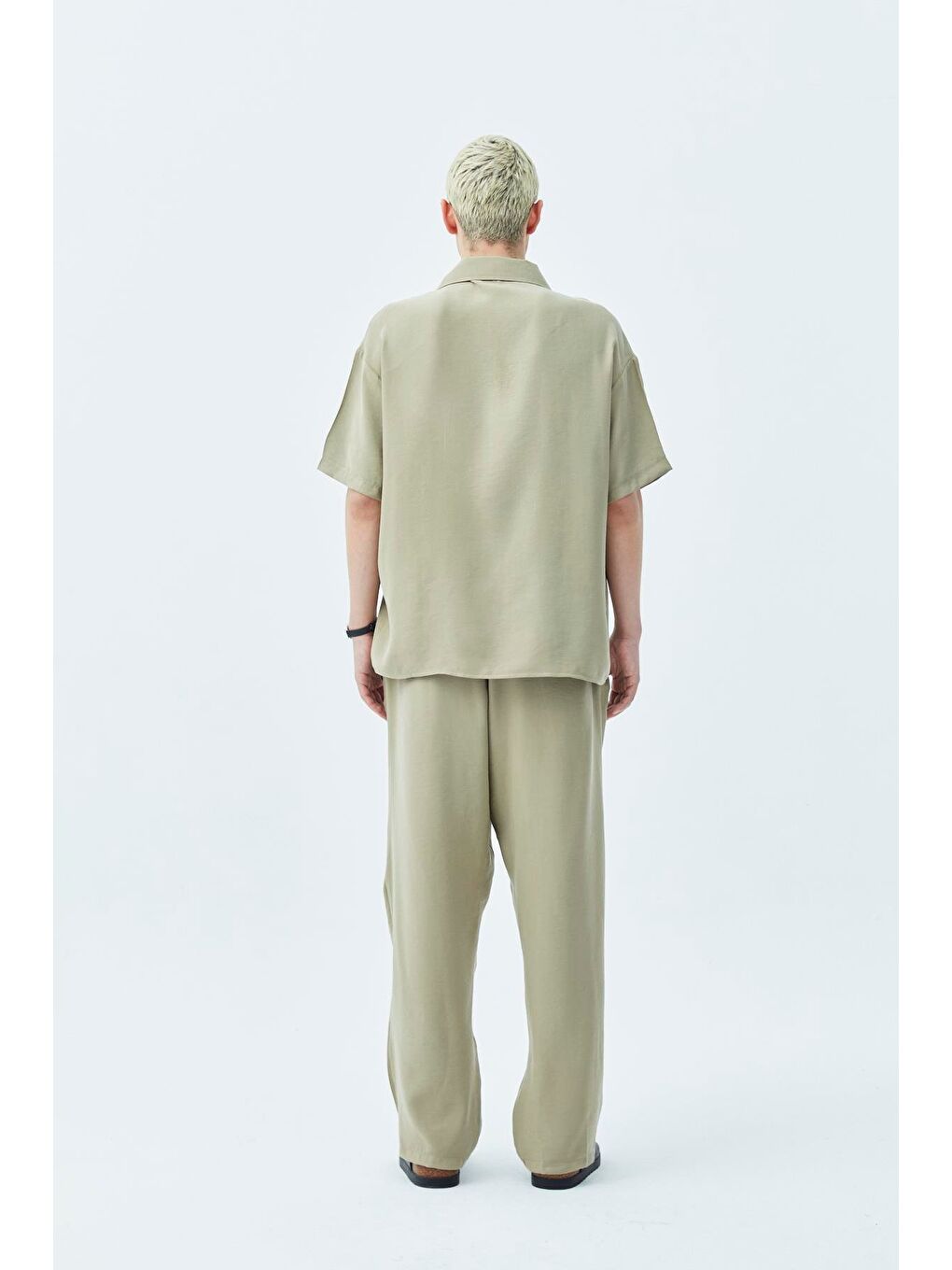 Basıc Oversize Keten Takım Haki-6