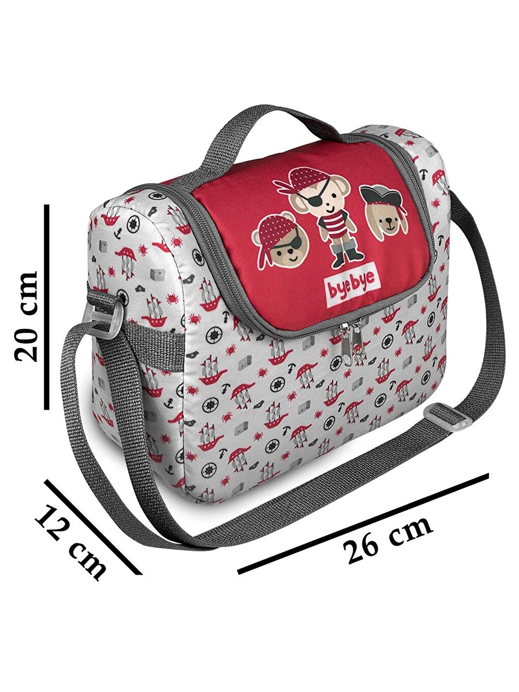 Çocuk Baskılı Beslenme Çantası - Kırmızı Standart-3