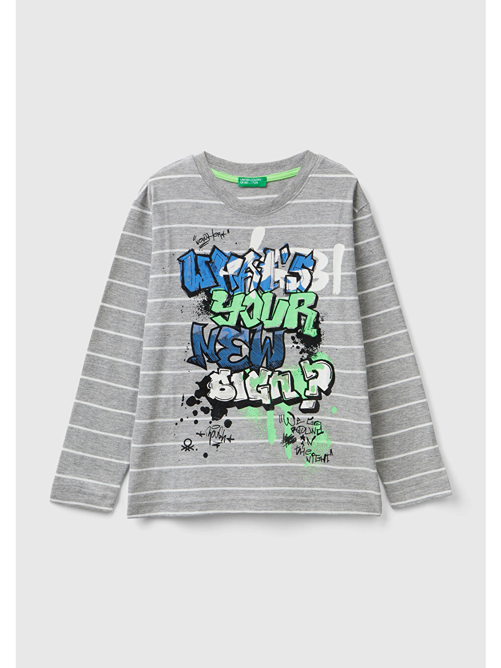 United Colors Of Benetton Erkek Çocuk Gri Melanj Önü Baskılı Sweatshirt