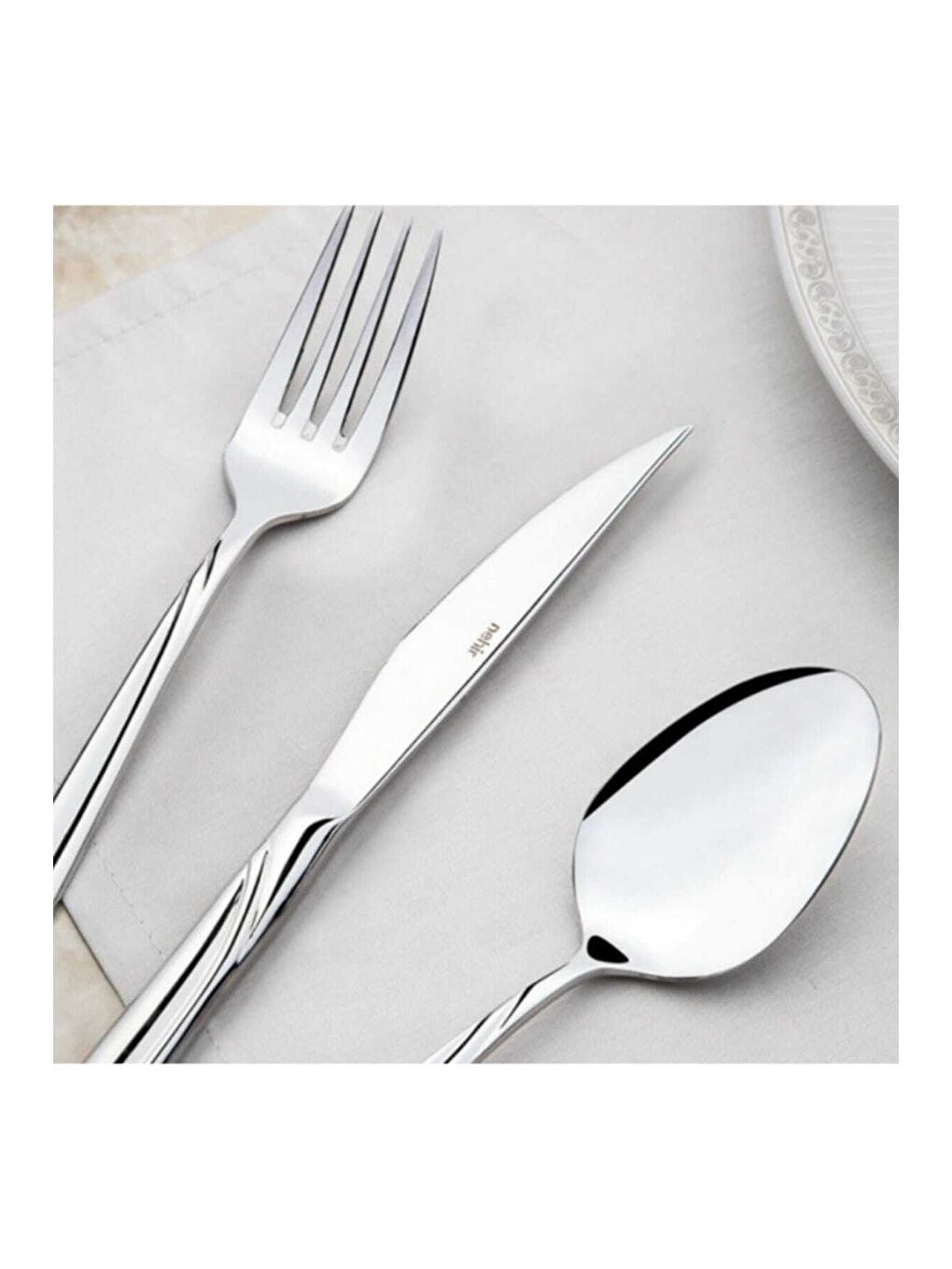 Beyaz Fiesta Sade 89 Parça Kutulu Çatal Kaşık Takımı-1