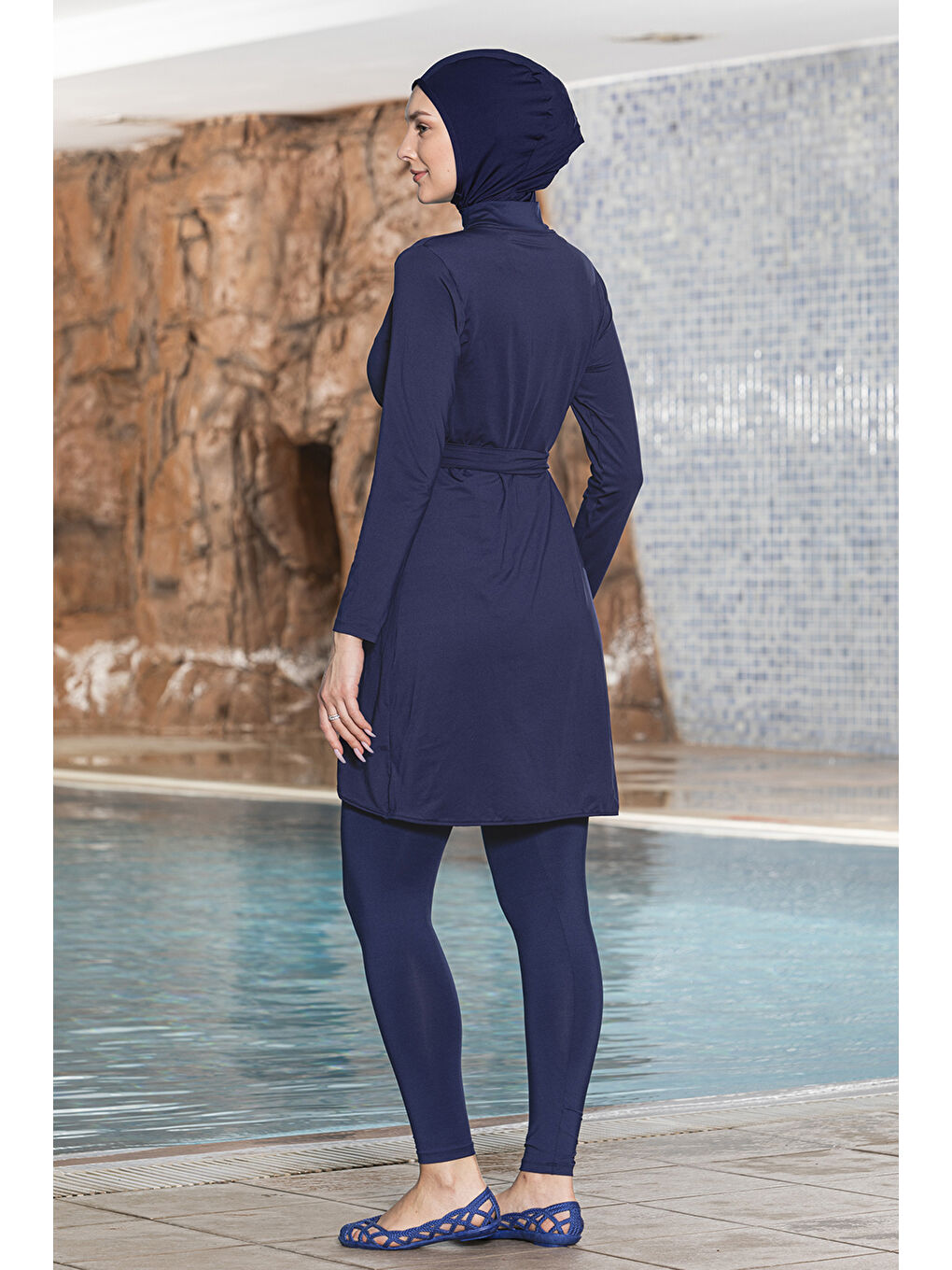 3 lü Pareolu Elastanlı Tam Kapalı Tesettür Mayo 1252 05 Lacivert-2